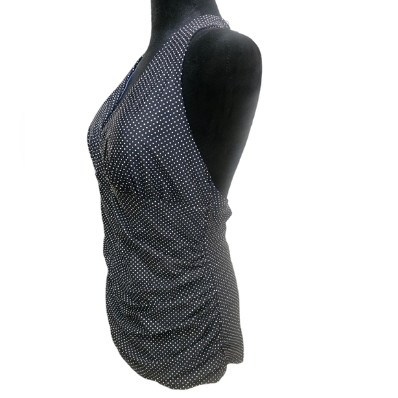 NWT Plunging V Neck Halter Shirred Tankini Swim Top Polka Dot 18 - Picture 9 of 10